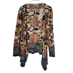 Take Two Artsy Floral Cardigan Top Women's‎ Size XL Lagenlook Boho Cotton